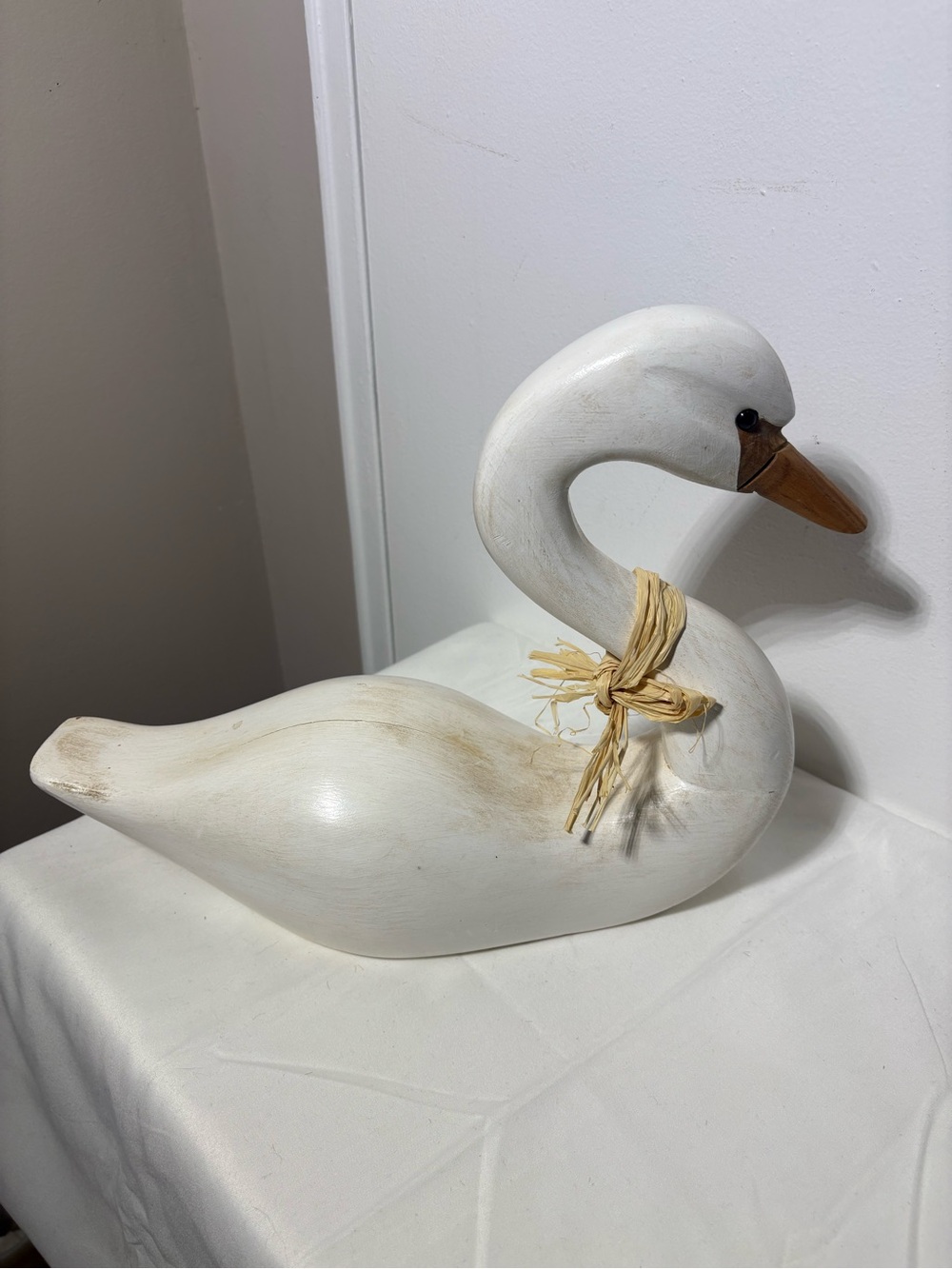 STANSTEAD DECOY COLLECTION HANDMADE Handcarved Swan Decoy Pine Signed Canada
